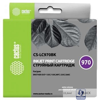 CACTUS  LC-970BK  Картридж  для Brother Brother DCP-135C/150C/MFC-235C/260C, (22.6мл), черный