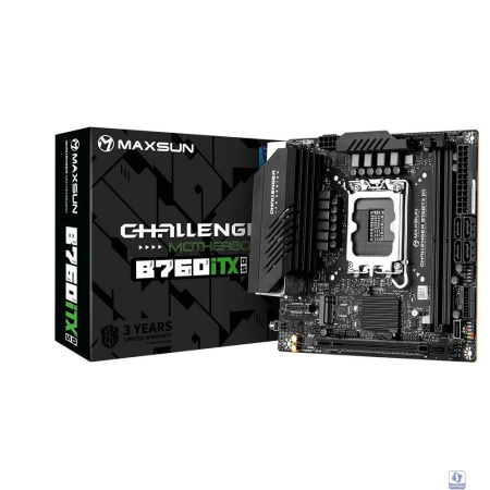 MAXSUN MS-Challenger B760ITX D5 (Socket 1700, mini-ITX, 2*DDR5, 2*HDMI/2*DP, 4*SATA3,  2*M.2, 1xPCI-E x16,  4*USB 2.0,  2 x USB 3.2 Gen1, LAN 1*1G/1*2.5G,  RTL)