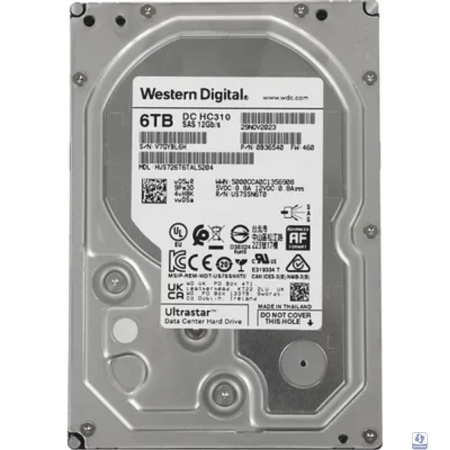 6Tb Western Digital Ultrastar DC HDD Server 7K6 (3.5’’, 6TB, 256MB, 7200 RPM, SAS 12Gb/s, 512E SE), HUS726T6TAL5204