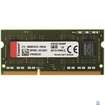 Kingston DDR3 SODIMM 4GB KVR16S11S8/4WP PC3-12800, 1600MHz