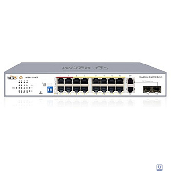 Wi-Tek WI-PCES218GF, настраиваемый PoE 250Вт, 16FE PoE + 2 Combo GE/SFP, Easy Smart