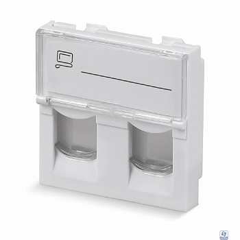 Rexant (03-0162) Вставка Mosaic 45x45, на 2 порта с прозрачной шторкой и увеличенным окном маркировки, белая