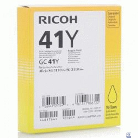 Ricoh Картридж GC41Y жёлтый Aficio 3110DN/DNw/SFNw/3100SNw/7100DN (2200стр) (405764)