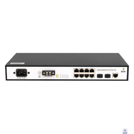 SNR SNR-S2985G-8T-POE-DC Управляемый гигабитный PoE коммутатор уровня 2, 8 портов 10/100/1000Base-T и 2 порта 100/1000Base-X (SFP), бюджет PoE 124 Вт, встроенный БП ~220V AC, RPS 48-57V DC