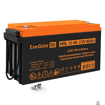 Exegate EX297559RUS Аккумуляторная батарея ExeGate HRL 12-65 (12V 65Ah, болт М6)