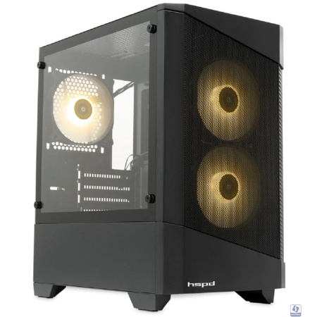 Case HSPD M330, Mesh Mini-tower, Black, TG, 0.6 SPCC, 3x120mm ARGB (M11-120) mATX, mITX 175/330/160mm 2x2.5", 2x3.5", 4xPCI 1xUSB-A 3.0, 2xUSB-A1.0 365x216x405mm