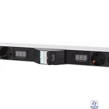 REM Вертикальный блок розеток Rem-32 на 2 контура по 8 Schuko, 4 IEC 60320 C19 с авт., инд., 2 * 16 А, алюм., 33-38U, колодка(R-32-2x(8S-4C19-A-I)-1420-K)