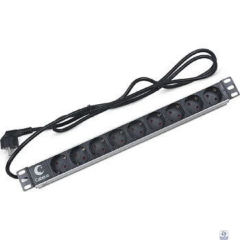 Cabeus PDU-9P-2EU Блок евророзеток для 19" шкафов, горизонтальный, 9 розеток, 16 A, без выключателя, шнур 2м, алюминиевый корпус, немецкий стандарт