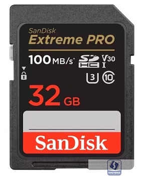 SecureDigital 32GB SanDisk Extreme Pro SD UHS I  Card for 4K Video for DSLR and Mirrorless Cameras 100MB/s Read & 90MB/s Write, Lifetime Warranty
