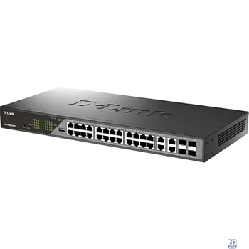 D-Link DSS-200G-28MP/A1A Настраиваемый L2 коммутатор с 24 портами 10/100/1000Base-T и 4 комбо-портами 100/1000Base-T/SFP (24 порта PoE 802.3af/at, PoE-бюджет 370 Вт, дальность до 250 м)