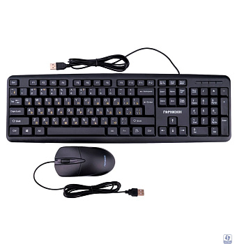 Комплект проводной клавиатура+мышь Гарнизон GKS-122, 104кл+3кн, 1000 DPI, 1.8м, черный