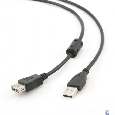 Bion Кабель удлинительный USB 2.0 AM/AF, позолоченные контакты, ферритовые кольца, 1.8 м, черный [BXP-CCF-USB2-AMAF-018]