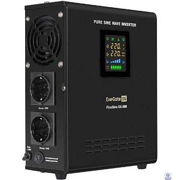 Exegate EX295995RUS ИБП (инвертор, синус, для котла) настенный ExeGate FineSine SX-500.LCD.AVR.2SH <500VA/300W, чистая синусоида, цветной LCD-дисплей, AVR, 2*Schuko, линейно-интерактивный, внешняя бат