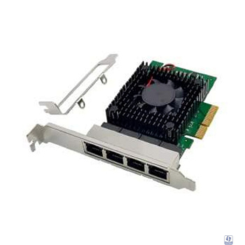 ORIENT XWT-INT225L4PE4, Сетевая карта PCI-Ex4 v3.0 4xRJ45 2.5GbE NIC, Intel I225V chipset, 2.5/1 Гбит/с, 2 планки крепления (33252)