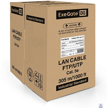 Exegate EX256749RUS Кабель UTP 4 пары кат.5e Exegate 100% медь, 24AWG, внешн. прокладка, без троса, бухта 305м, черн., PE