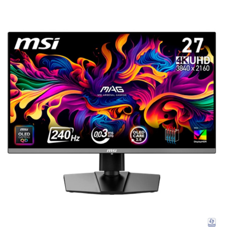 Монитор 26.5" MSI MAG 272UP QD-OLED X24 Black (QD-OLED, 3840x2160, HDMI+HDMI+DP+Type C (15W), 0.03 ms, 178°/178°, 250 cd/m, 1500000:1, 240Hz, Pivot)