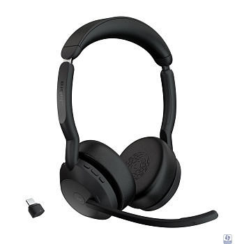 Jabra 25599-999-899Наушники с микрофоном Jabra Evolve2 55, Link380c MS Stereo черный накладные BT оголовье (25599-999-899)