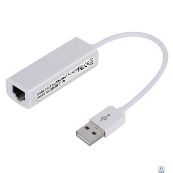 Bion Переходник с кабелем USB A - RJ45, 100мб/с, 10 см, белый [BXP-A-USBA-LAN-100]