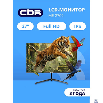 CBR LCD Монитор 27" ME-2709, IPS, FHD 1920x1080, 100Гц, Динамики 2*3W, 1*DP/1*HDMI, внешний БП, черный, кабель HDMI, VESA крепление для миниПК [LCD-ME2709-OPC]