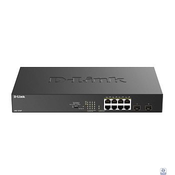 D-Link DGS-1010P/B1A Конфигурируемый коммутатор с 8 портами 10/100/1000Base-T, 2 портами 1000Base-X SFP и DIP-переключателем (8 портов PoE 802.3af/at, PoE-бюджет 125 Вт, дальность до 250 м) 
