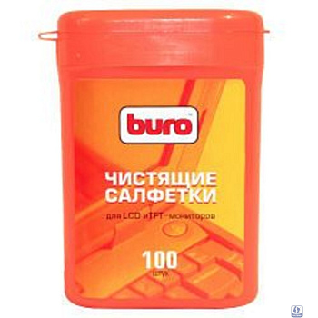 Туба с чистящими салфетками, для LCD, TFT-мониторов, BURO BU-tft 100шт. [817436]