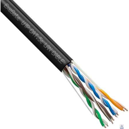 Exegate EX300625RUS Кабель ExeGate UTP4-C5e-CCA-S24-SW-OUT-PE-BK-305 UTP 4 пары кат.5e CCA, 0.5мм (24AWG), внешн., с тросом, 305м, черн., PE