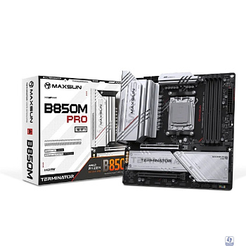MAXSUN MS-Terminator B850M PRO WIFI (Socket AM5, mATX, 4*DDR5(192Gb), DP/HDMI, 2*SATA3, 3*M.2, 1*PCIEx16/1*PCIEx4, 1* Type-C, 4*USB 2.0, 4*USB 3.2, LAN 1*2.5G, SPDIF, WiFi 6E, RTL)
