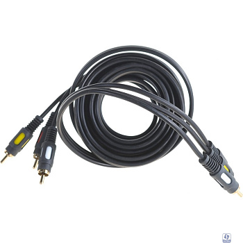Rexant (17-0214) Шнур 3 RCA - 3 RCA, 3м, черный, Gold