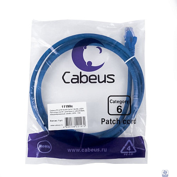 Cabeus PC-UTP-RJ45-Cat.6-1.5m-BL-LSZH Патч-корд U/UTP, категория 6, 2xRJ45/8p8c, неэкранированный, синий, LSZH, 1.5м