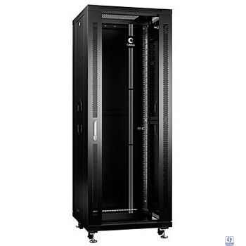 Cabeus SH-05C-37U60/80-BK  /  SH-05C-37U60/60-BK   Шкаф монтажный телекоммуникационный 19" напольный IP20, 37U, 1833х600х800 мм,  дверь: стекло, задняя дверь: металл, разборный, цвет черный (RAL 9004)