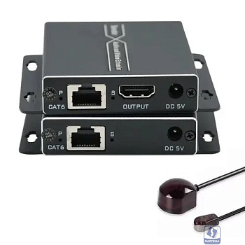 ORIENT VE045IR-2.0, HDMI 4K extender (Tx+Rx), активный удлинитель до 60 м по витой паре Cat6, HDMI 2.0, 4K@60Hz, HDCP2.2, дополнительный выход HDMI, передача ИК (33167)
