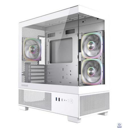 Powercase Корпус Vision Micro S4W, Tempered Glass, Type-C, 3x 120mm ARGB PWM Fan, ARGB+PWM HUB, белый, mATX  (CVMMSHW-A3)
