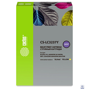 Картридж струйный Cactus CS-LC3237Y желтый (18.4мл) для Brother HL-J6000DW/J6100DW