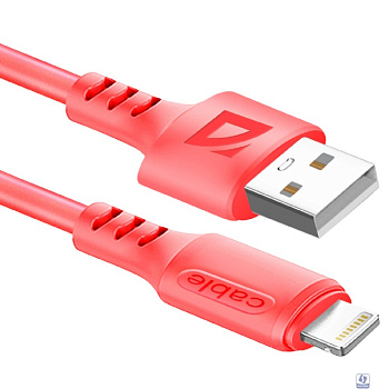 Defender !!! USB кабель F207 Lightning, red, 1м, 2.4А,силикон,пакет (87107RED)