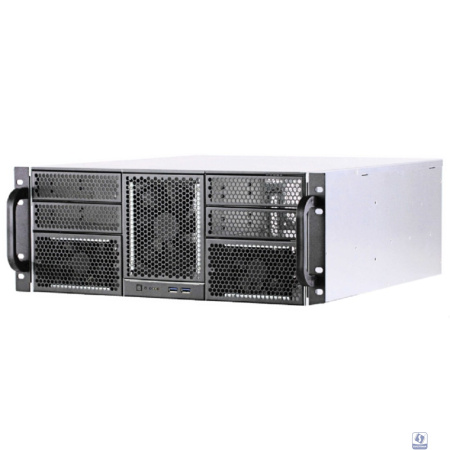 Procase Корпус 4U server case,4x5.25+11HDD,черный,без блока питания,глубина 550мм,MB CEB 12"x10,5", панель вентиляторов 3*120x25 PWM [RE411-D4H11-FC-55]