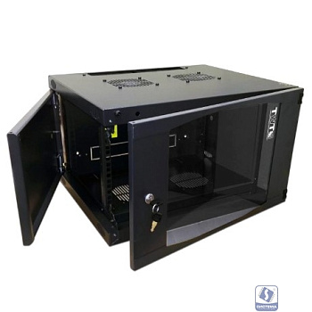 Шкаф настенный LANMASTER Next, 12U 550x450, стеклянная дверь, черный (TWT-CBWNG-12U-6x4-BK)