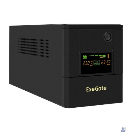 Exegate EX299949RUS ИБП ExeGate SpecialPro Smart LLB-1000.LCD.AVR.4SH.USB (1000VA/700W, LCD, AVR, 4*EU/Тип F(Schuko),USB, батарея 12V 7.2Ah - 2 шт., металлический корпус, Black)