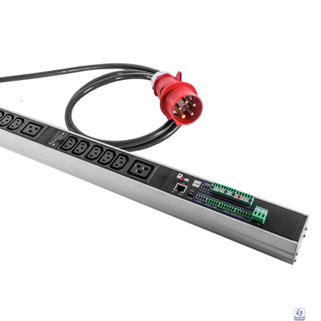 REM Верт блок розеток Rem-2MC, Linux, мониторинг, измерение, управление,  1 фаза 32A, авт, 30C13, 6C19, 1820 мм, вх IEC 309, шнур 3м
