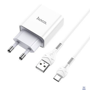HOCO HC-27961 C81A/ Сетевое ЗУ + Кабель Type-C 1m/ 1 USB/ Выход: 10.5W/ White