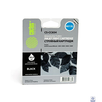 Картридж струйный Cactus CS-CC654 №901XL черный для HP DJ 4500/J4580/J4660/J4680 (18мл)