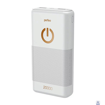 Perfeo Powerbank 20000 mah + Micro usb /In Micro usb /Out USB 1 А, 2.1A/ White (PF_B4299)