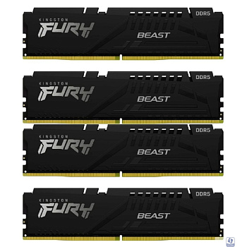 Kingston DDR 5 DIMM 128Gb PC41600, 5200Mhz, FURY Beast Black XMP CL40 (Kit of 4) (KF552C40BBK4-128) 