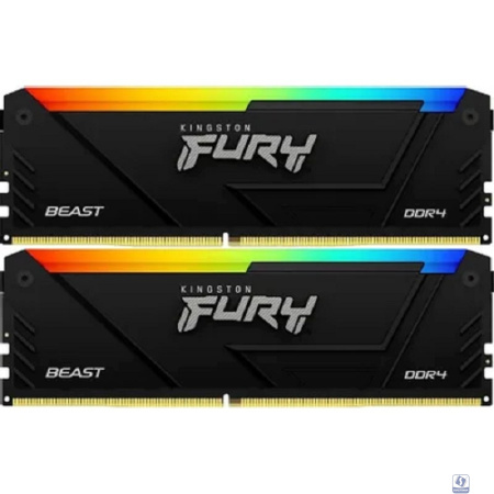 Kingston DDR4 DIMM 2x16GB 3200MHz  KF432C16BB2AK2/32 Fury Beast RGB RTL Gaming PC4-25600 CL16 288-pin 1.35В kit single rank с радиатором Ret