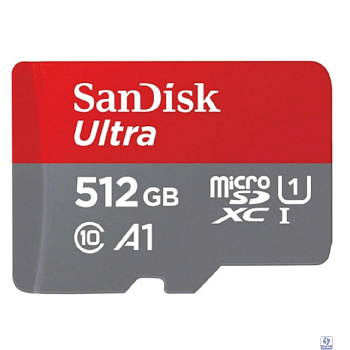 Micro SecureDigital 512GB SanDisk Ultra Class 10, UHS-I,  R 150 МБ/с, <SDSQUAC-512G-GN6MN> адаптер на SD