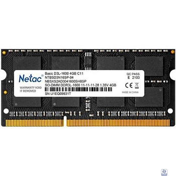 Netac DDR3L SODIMM 4Gb PC12800 1600MHz CL11 1.35V (NTBSD3N16SP-04)