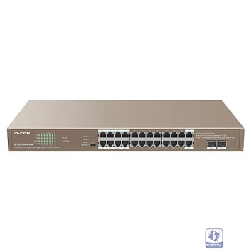 IP-COM G1126P-24-410W Коммутатор PoE неуправляемый 24-Ports 10/100/1000 Base-T + 2-Port 1000 Base-X SFP  / 24-Ports PoE (PoE бюджет 370W)