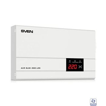 SVEN Стабилизатор напряжения AVR SLIM-500 LCD белый