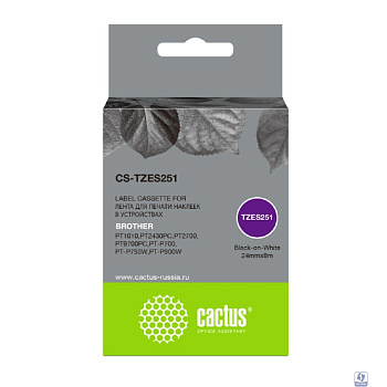 Картридж ленточный Cactus CS-TZES251 черный для Brother 1010/1280/1280VP/2700VP