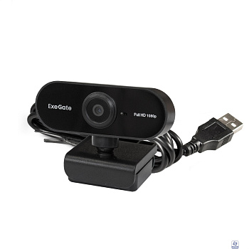 ExeGate Stream C925 Full HD (2Мп, 1920х1080, 1080P, 30fps, поддержка H.264, фиксированный фокус, 4-линзовый объектив, микрофон с шумоподавлением, универсальное крепление, USB, кабель 1,5 м