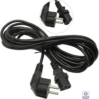 Exegate ES281002RUS Кабель питания ExeGate Special PC-5S (Евровилка угловая Schuko->С13)  3*0.5mm2, CCA, черный, 5м.